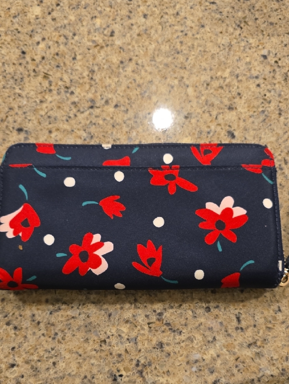 kate spade Navy Red Pink Floral Zip-Around Wallet - Picture 3 of 11